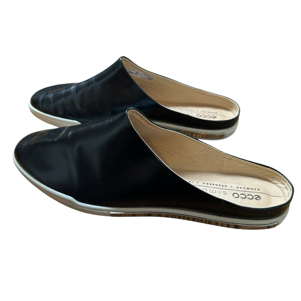 ECCO Simpil Woman's Black Leather Ballerina Slip-On Loafers Mules 41 (10-10.5) - Picture 2 of 8